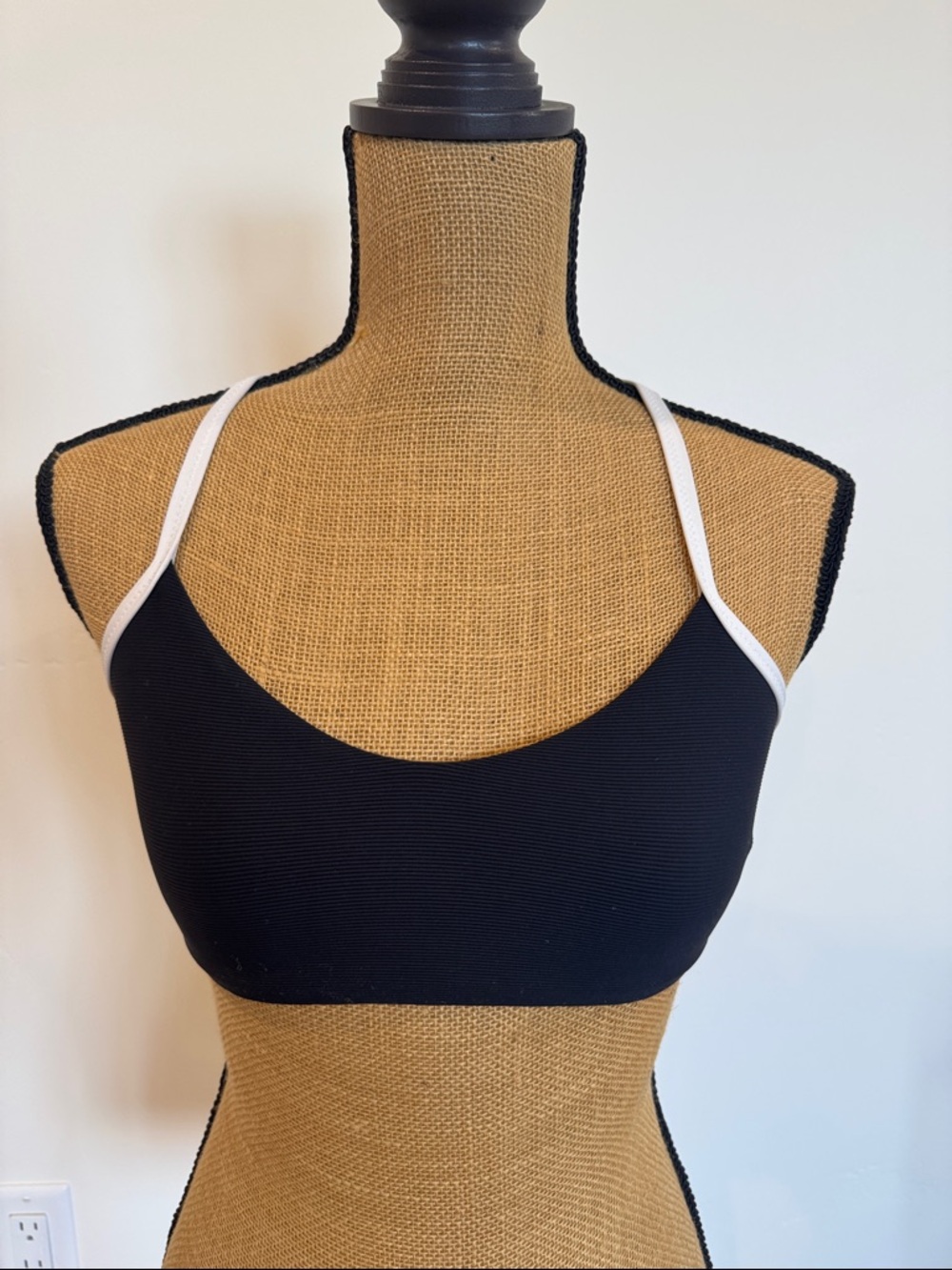 Athleta Black Bikini Top with White Straps - Women Swim